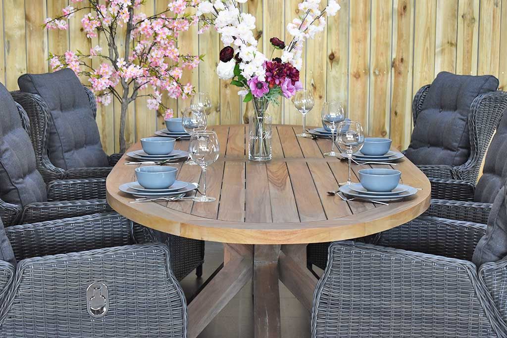 Balok Barcelona tuinset 6 personen teak Rock Grey - afbeelding 5 - Outnest