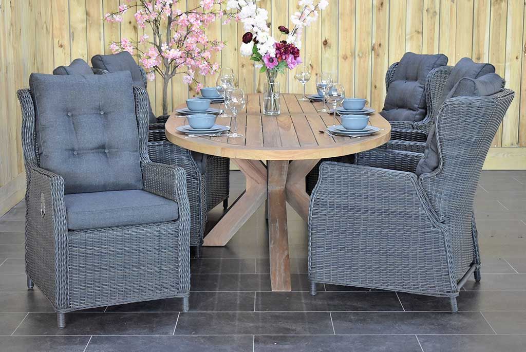 Balok Barcelona tuinset 6 personen teak Rock Grey - afbeelding 6 - Outnest