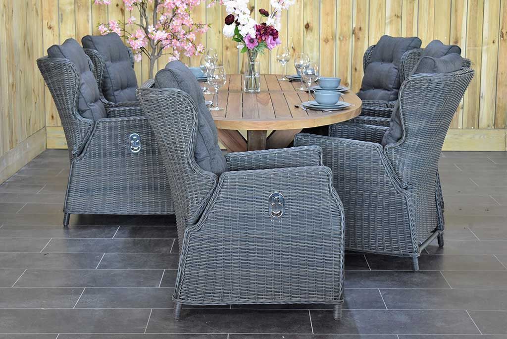 Balok Barcelona tuinset 6 personen teak Rock Grey - afbeelding 7 - Outnest