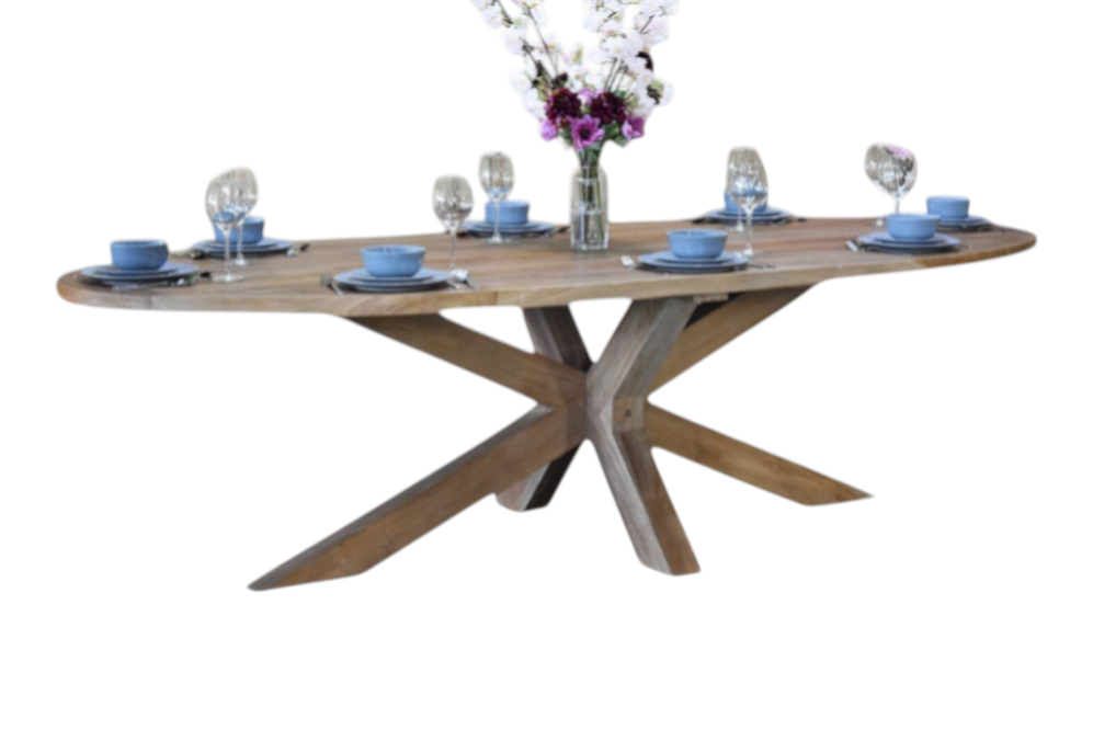 Balok Teak Ovaler Gartentisch | Aluminium