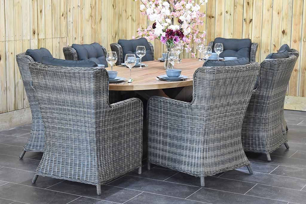 Balok Delano tuinset 8 personen teak Kobo Grey - afbeelding 4 - Outnest