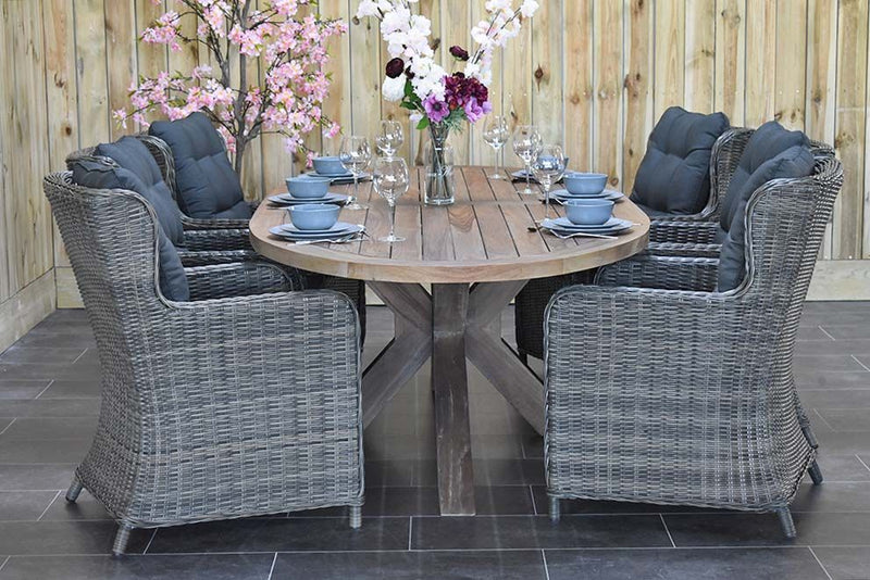 Balok Delano tuinset 6 personen teak Kobo Grey - afbeelding 2 - Outnest