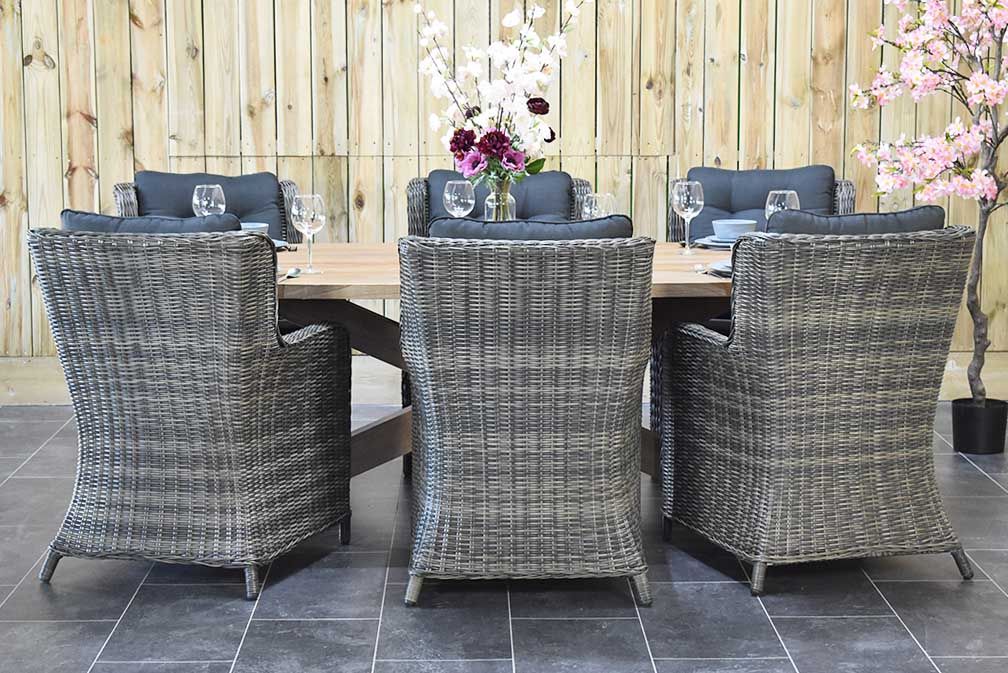 Balok Delano tuinset 6 personen teak Kobo Grey - afbeelding 3 - Outnest