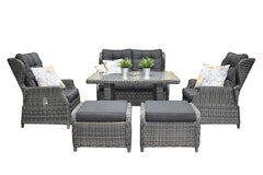 Barcelona Verstelbare Dining Loungeset 2-zits + 2 stoelen - Glas / Kobo Grey