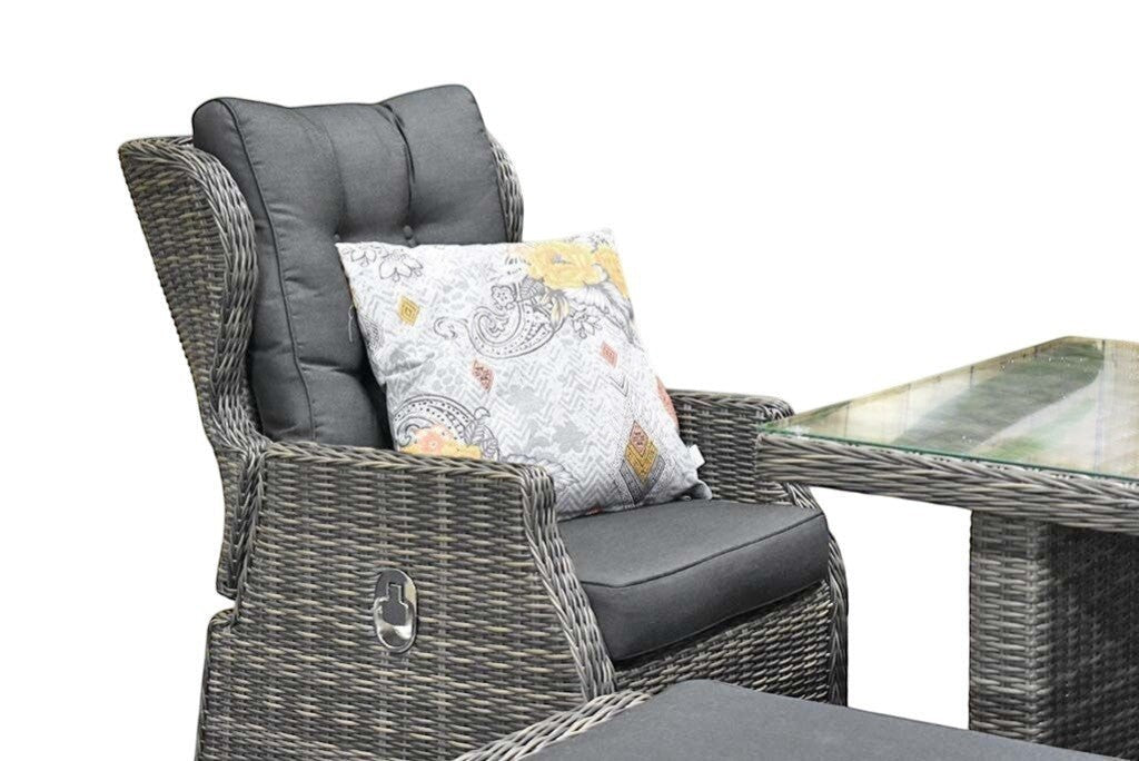 Barcelona Verstelbare Dining Loungeset 2-zits + 2 stoelen - Glas / Kobo Grey