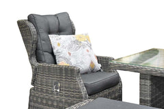 Barcelona Verstelbare Dining Loungeset 2-zits + 2 stoelen - Glas / Kobo Grey