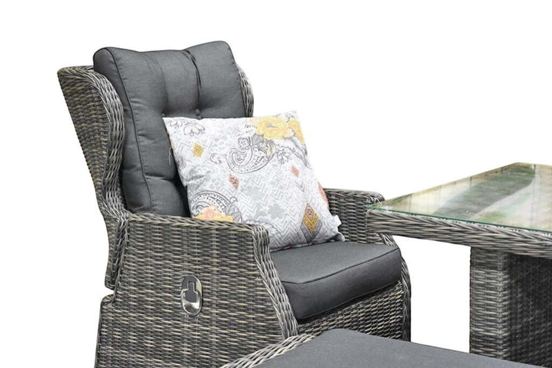 Barcelona Verstelbare Dining Loungeset 2-zits + 2 stoelen - Glas / Kobo Grey