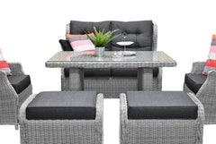 Barcelona Verstelbare Dining Loungeset 2-zits + 2 stoelen - Glas / Light Kobo Grey