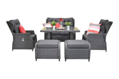 Barcelona Verstelbare Dining Loungeset 2-zits + 2 stoelen - Glas / Rock Grey