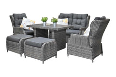 Barcelona Verstelbare Dining Loungeset 2-zits + 2 stoelen - Spraystone / Kobo Grey