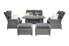 Barcelona Verstelbare Dining Loungeset 2-zits + 2 stoelen - Spraystone / Kobo Grey