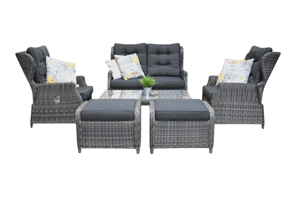 Barcelona Verstelbare Loungeset 2-zits + 2 stoelen - Kobo Grey