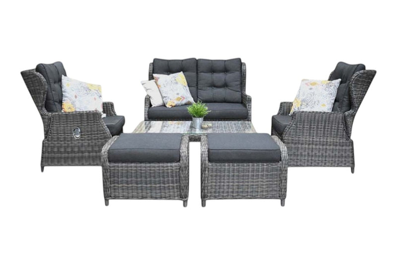 Barcelona Verstelbare Loungeset 2-zits + 2 stoelen - Kobo Grey