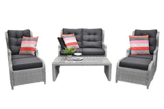 Barcelona Verstelbare Loungeset 2-zits + 2 stoelen - Light Kobo Grey