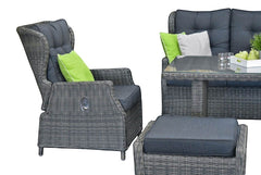 Barcelona Verstelbare Dining 3-zits Loungeset - Kobo Grey