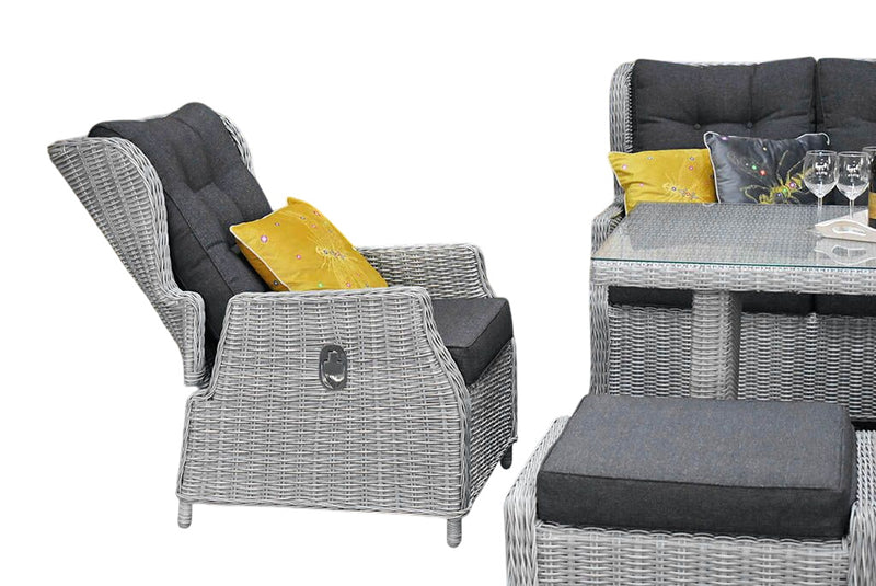 Barcelona Verstelbare Dining Loungeset 3-zits + 2 stoelen - Light Kobo Grey