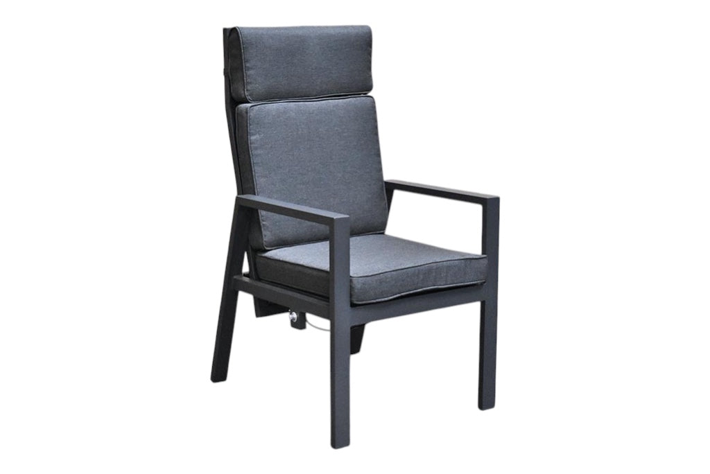 Birmingham verstelbare dining tuinstoel gepoedercoat aluminium textileen Dark Grey