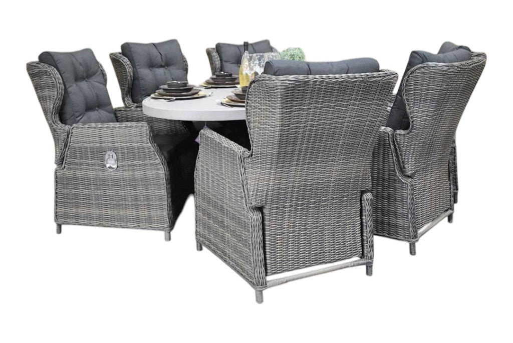 Bixley-Barcelona verstelbare Tuinset 6 Personen - Polystone / Kobo Grey