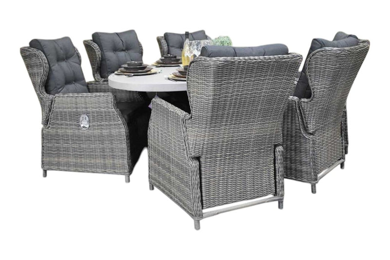 Bixley-Barcelona verstelbare Tuinset 6 Personen - Polystone / Kobo Grey