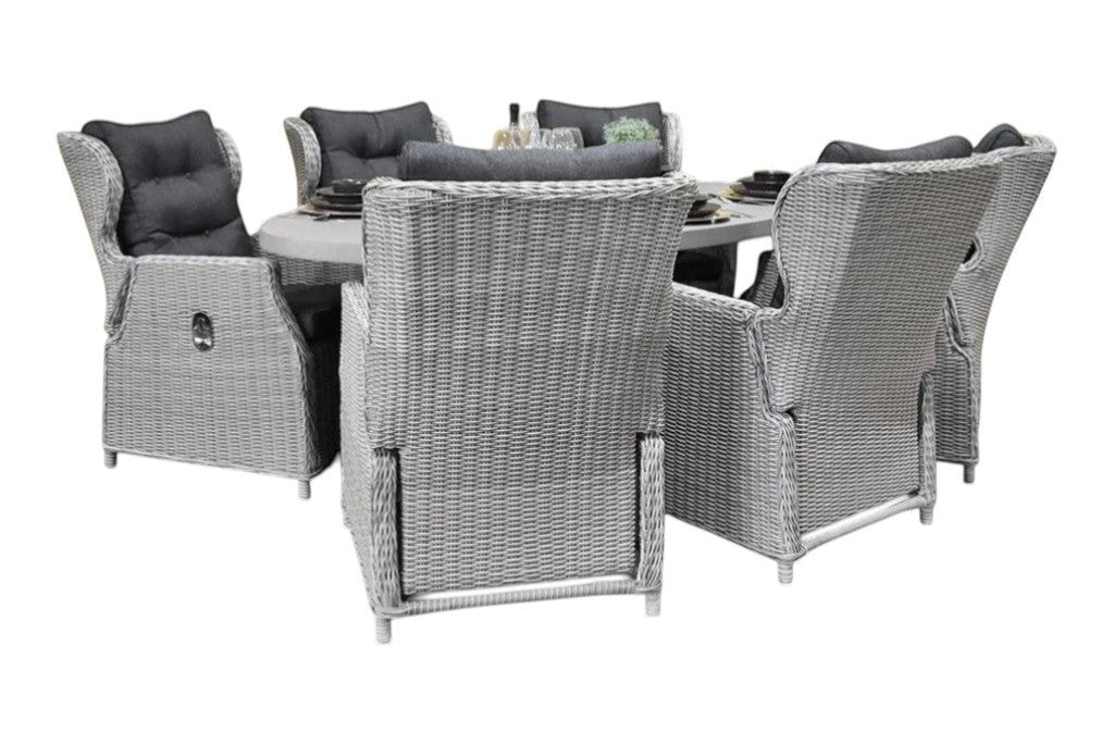 Bixley-Barcelona verstelbare Tuinset 6 Personen - Polystone / Light Kobo Grey