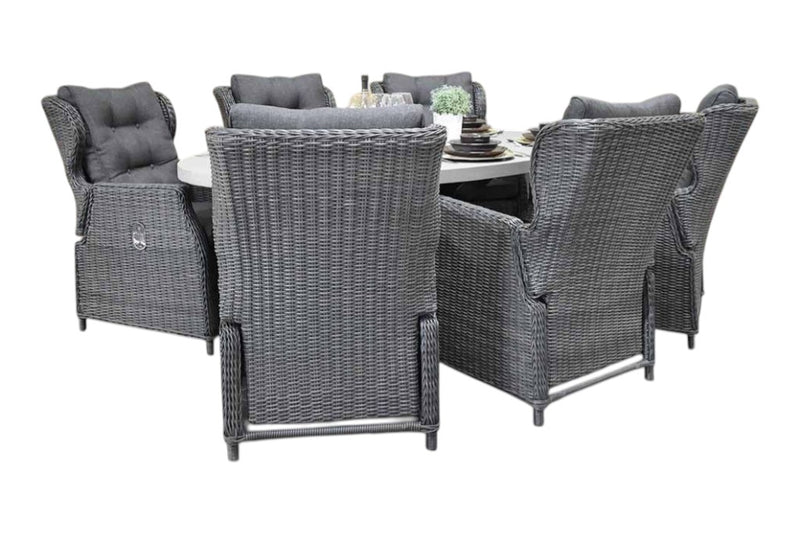Bixley-Barcelona verstelbare Tuinset 6 Personen - Polystone / Rock Grey