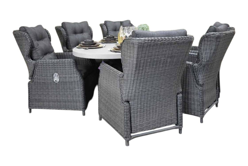 Bixley-Barcelona verstelbare Tuinset 6 Personen - Polystone / Rock Grey