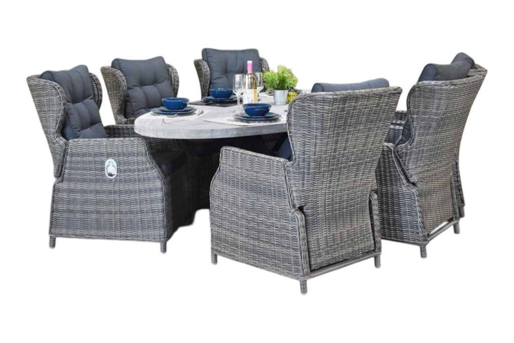 Bixley-Barcelona verstelbare Tuinset 6 Personen - Acacia / Kobo Grey