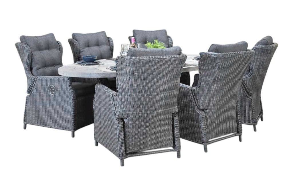 Bixley-Barcelona verstelbare Tuinset 6 Personen - Acacia / Rock Grey