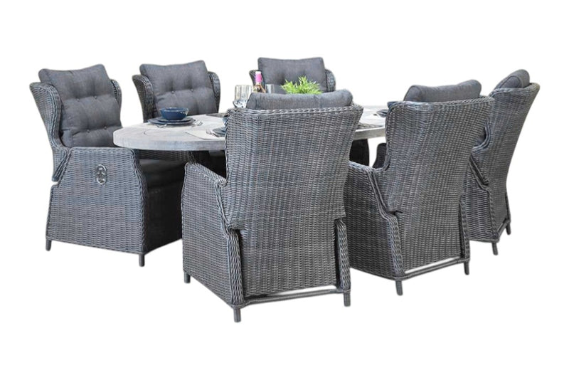 Bixley-Barcelona verstelbare Tuinset 6 Personen - Acacia / Rock Grey