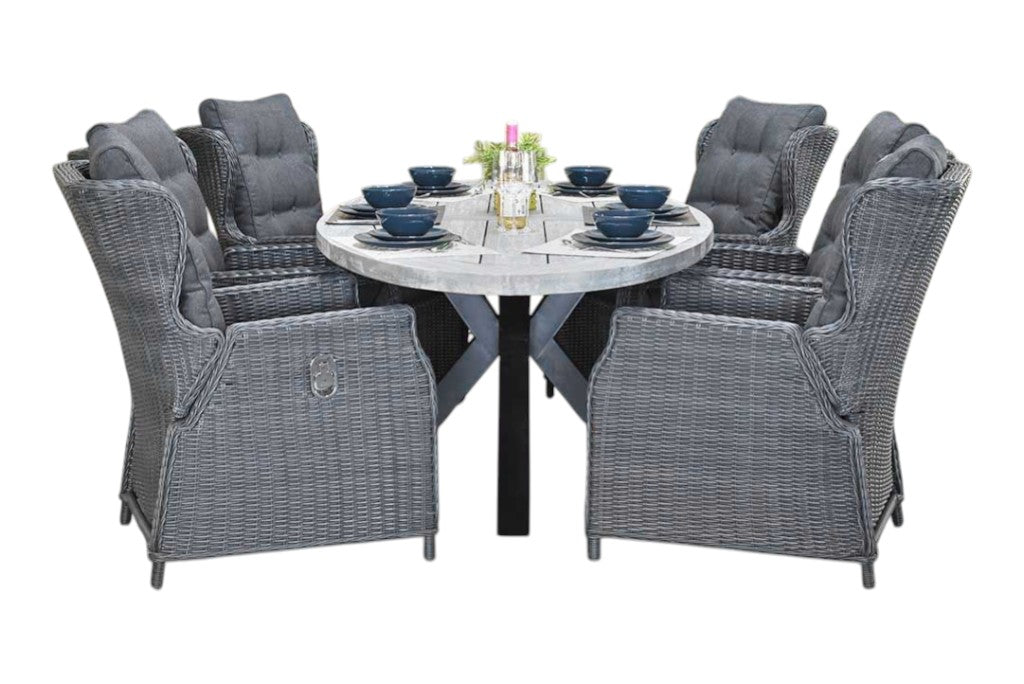 Bixley-Barcelona verstelbare Tuinset 6 Personen - Acacia / Rock Grey