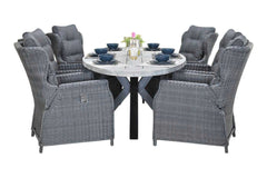 Bixley-Barcelona verstelbare Tuinset 6 Personen - Acacia / Rock Grey