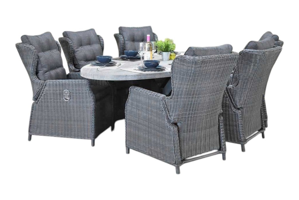 Bixley-Barcelona verstelbare Tuinset 6 Personen - Acacia / Rock Grey