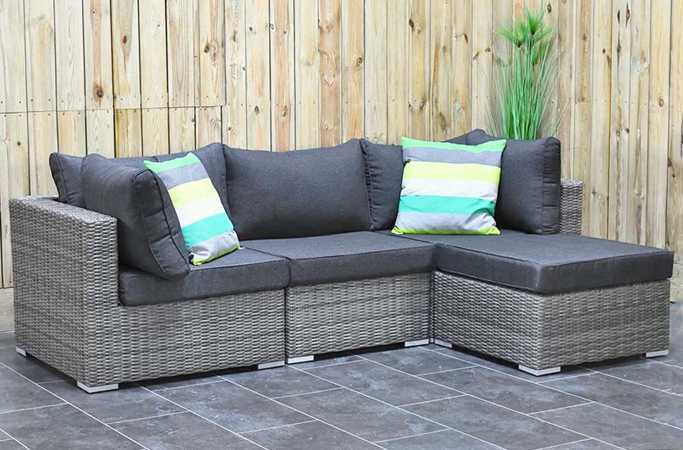 Boston Chaise Longue Loungeset Natural Grey, chaise longue opstelling - Outnest tuinmeubelen
