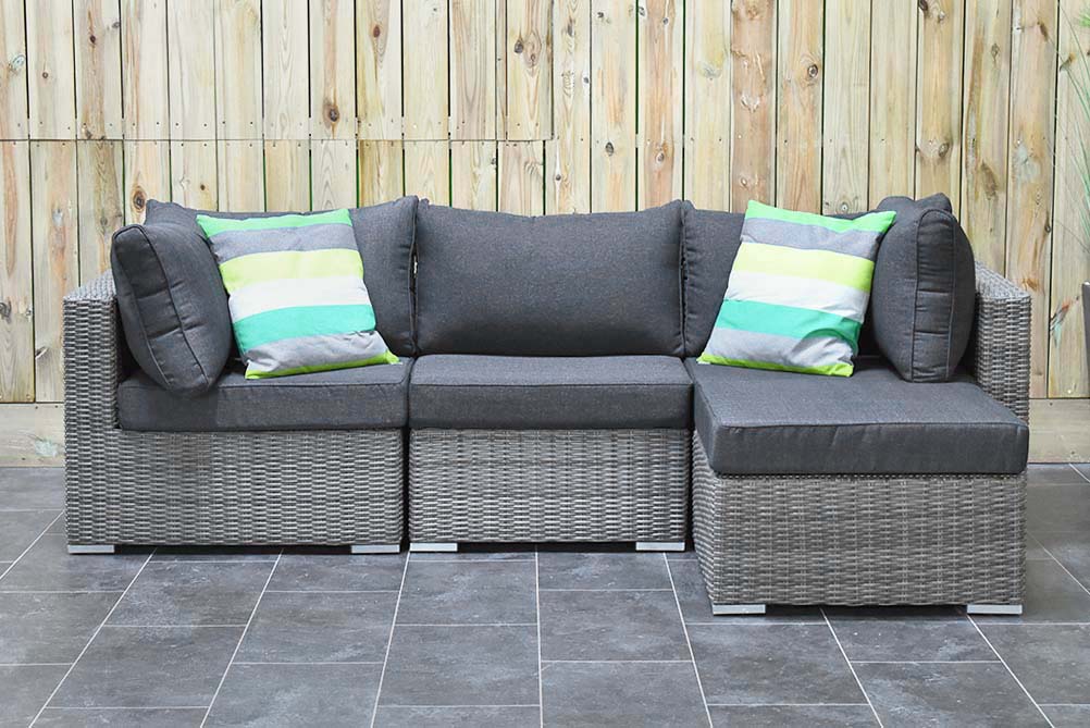 Boston Chaise Longue Loungeset Natural Grey, zijaanzicht - Outnest tuinmeubelen