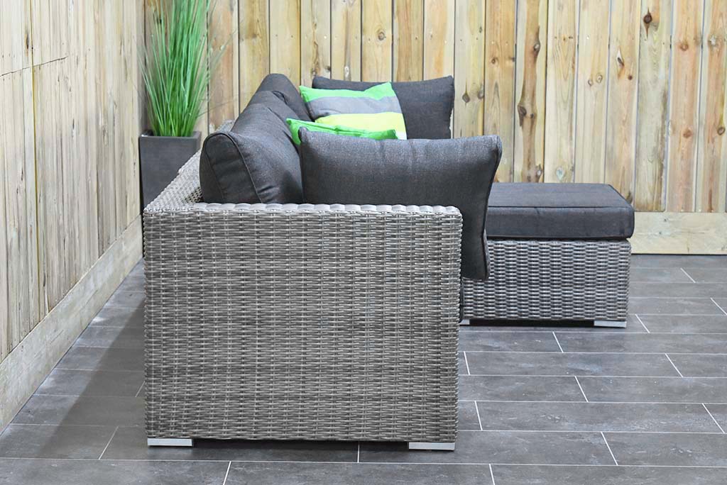 Boston Chaise Longue Loungeset Natural Grey, hocker als loungetafel - Outnest tuinmeubelen