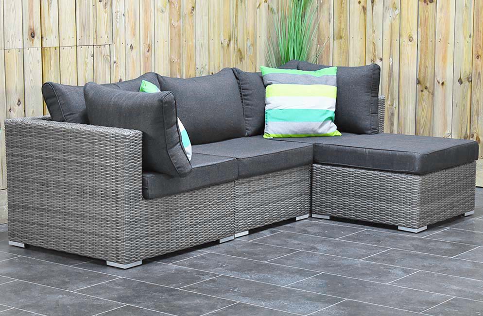 Boston Chaise Longue Loungeset Natural Grey, detail vlechtwerk - Outnest tuinmeubelen