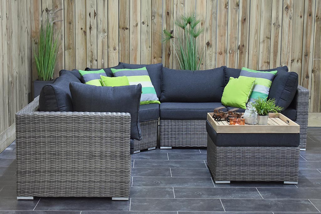 Boston XL Hoek Loungebank Natural Grey, ligplek in de hoek - Outnest tuinmeubelen
