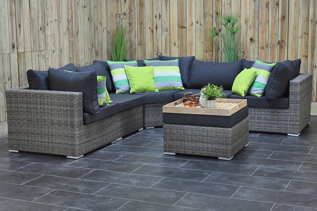 Boston XL Hoek Loungebank Natural Grey, zijaanzicht - Outnest tuinmeubelen