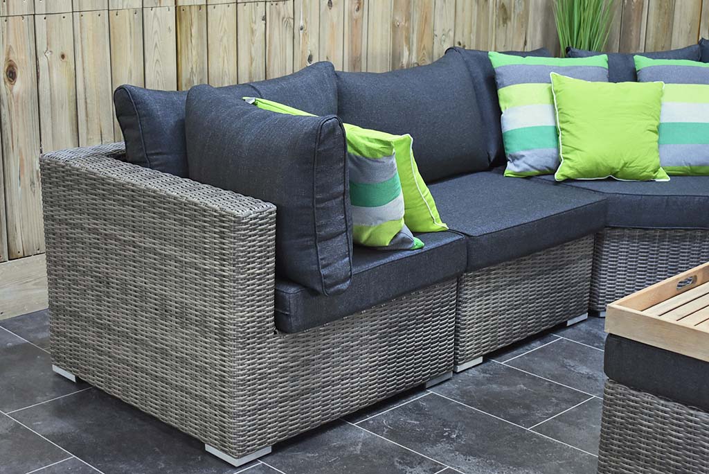 Boston XL Hoek Loungebank Natural Grey, detail vlechtwerk - Outnest tuinmeubelen