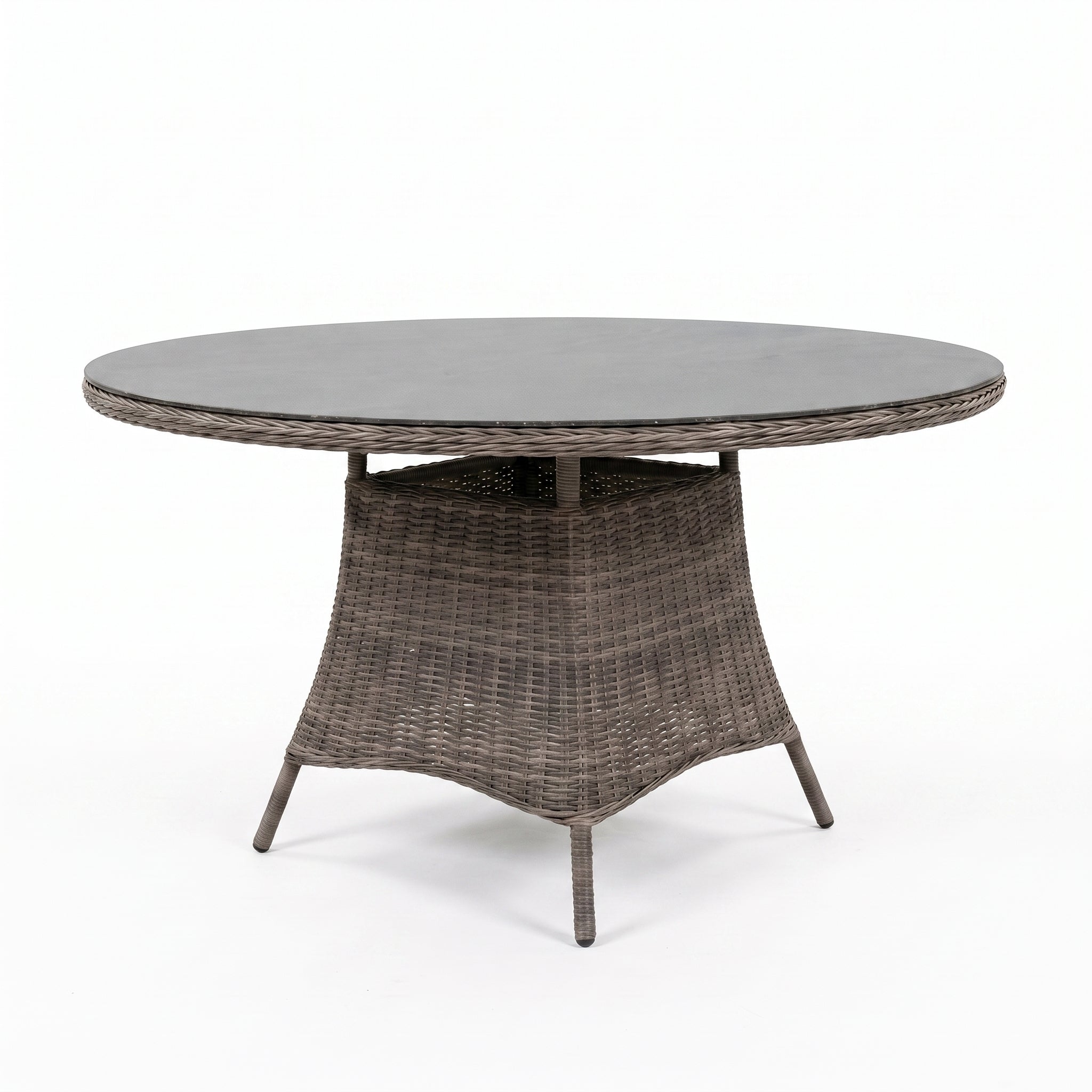 Brasil Ronde Tuintafel 120 cm - Glas / Rock Grey in einem stimmungsvollen Garten - Outnest Gartenmöbel