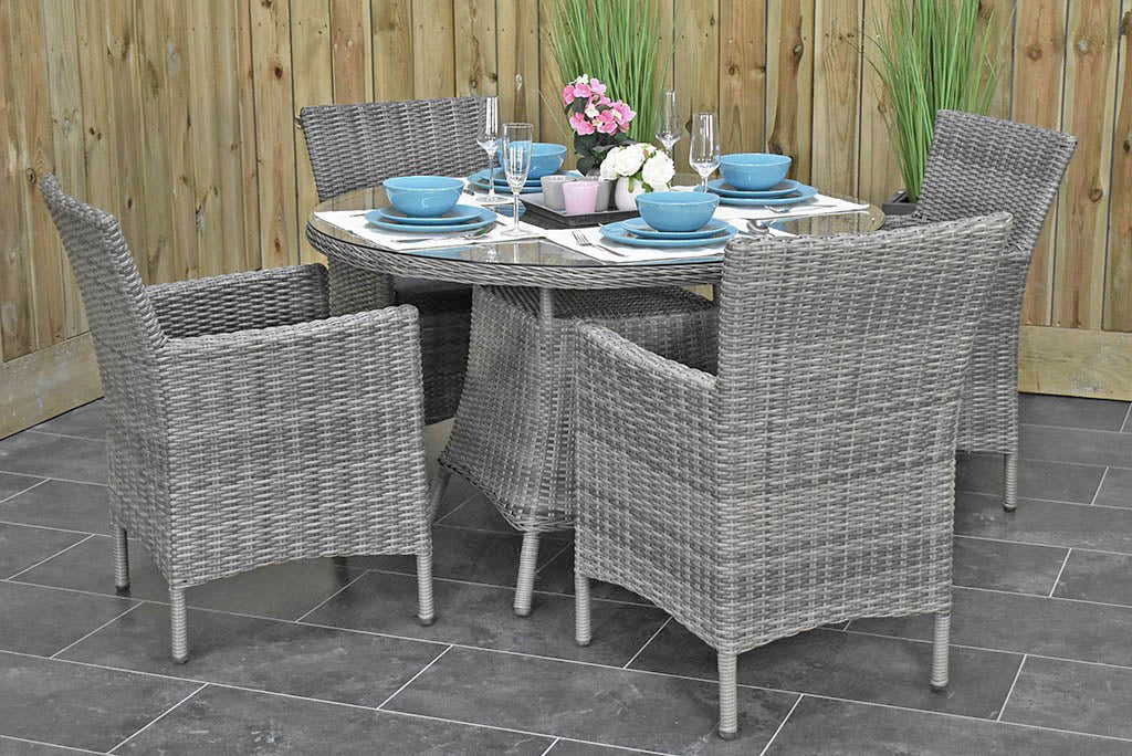 Brasil tuinset 4 personen Aruba Natural Grey zijaanzicht