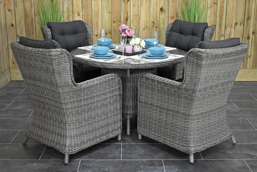 Outnest Brasil tuinset 4 personen Delano Natural Grey compleet vooraanzicht