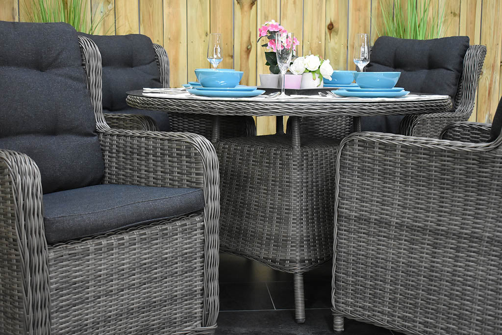 Brasil tuinset 4 personen Delano Natural Grey kussens detail
