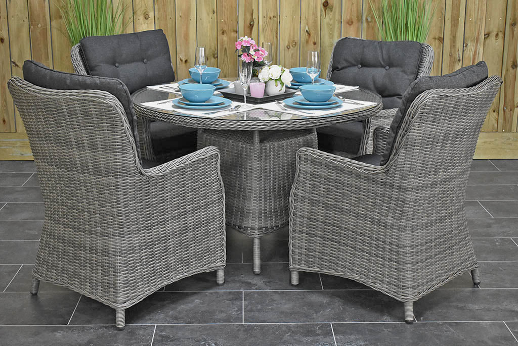 Outnest Brasil tuinset 4 personen San Francisco Natural Grey compleet vooraanzicht