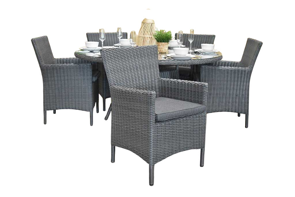 Brasil-Aruba Tuinset 6 Personen - Glas / Rock Grey