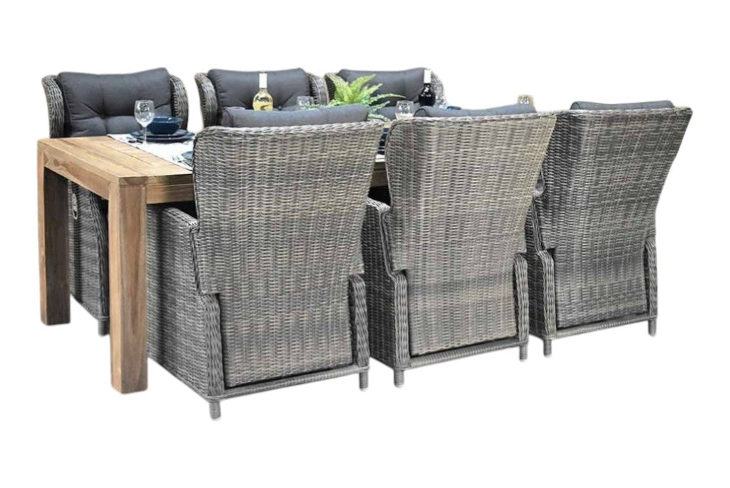 Cancun-Barcelona verstelbare Tuinset 6 Personen - Acacia / Teak