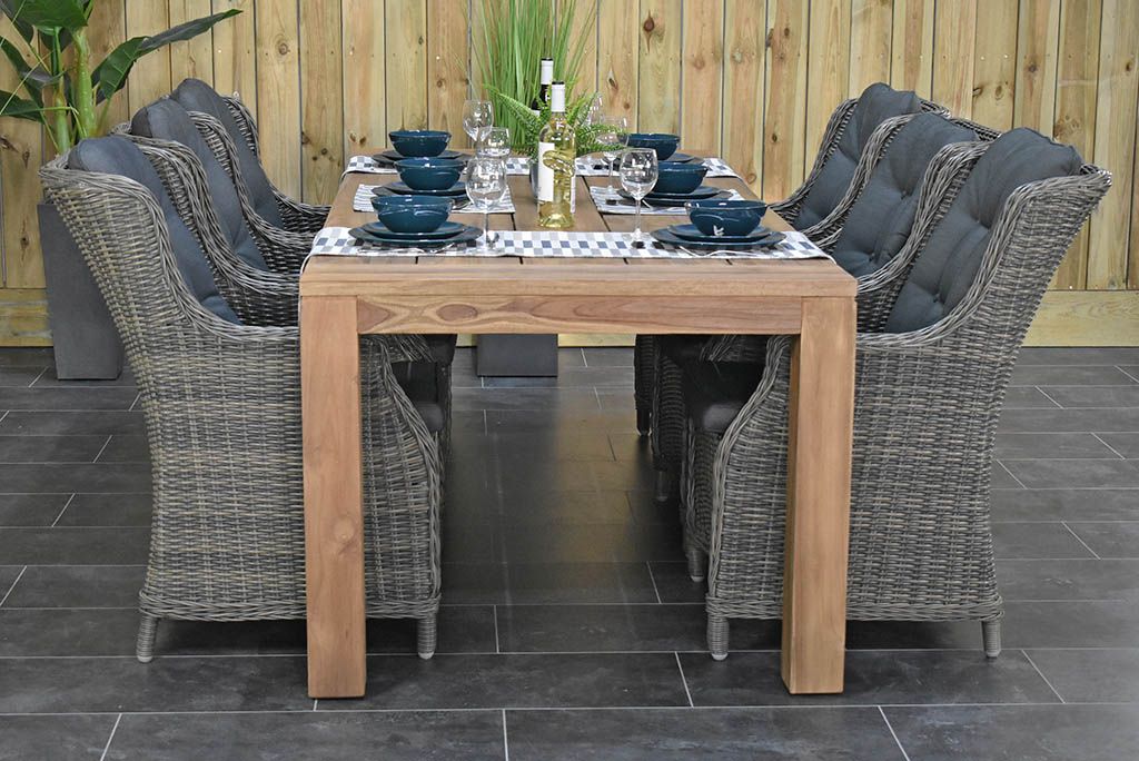 Cancun-Darwin Gartenmöbel-Set für 6 Personen – Teak / Kobo Grey