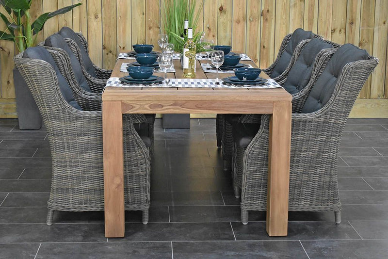 Cancun-Darwin Gartenmöbel-Set für 6 Personen – Teak / Kobo Grey