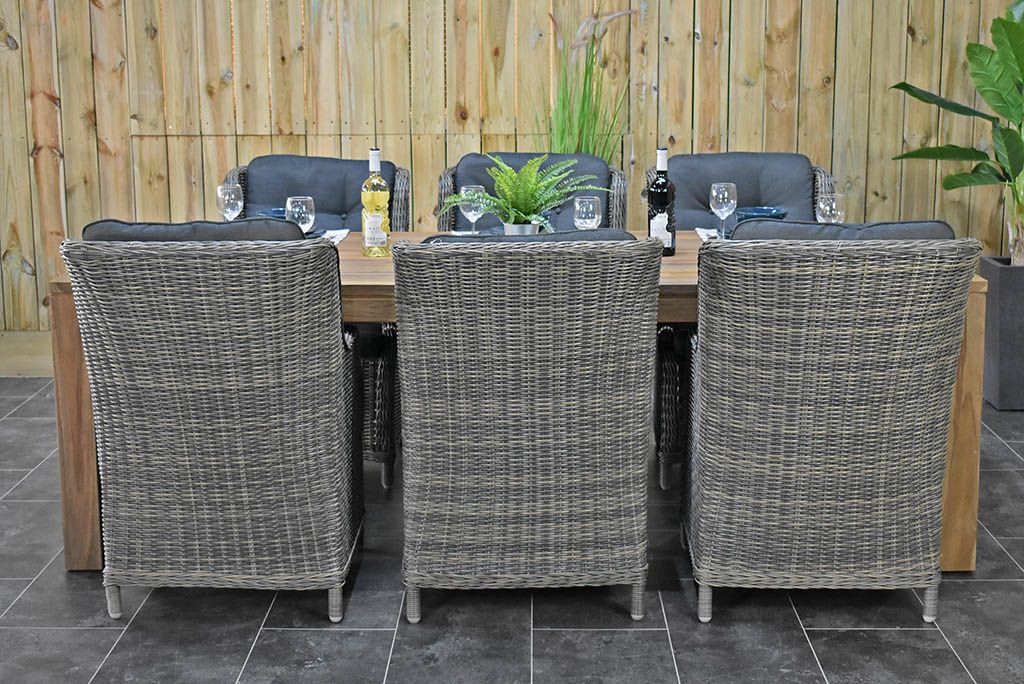 Cancun-Darwin Gartenmöbel-Set für 6 Personen – Teak / Kobo Grey