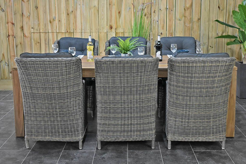 Cancun-Darwin Gartenmöbel-Set für 6 Personen – Teak / Kobo Grey